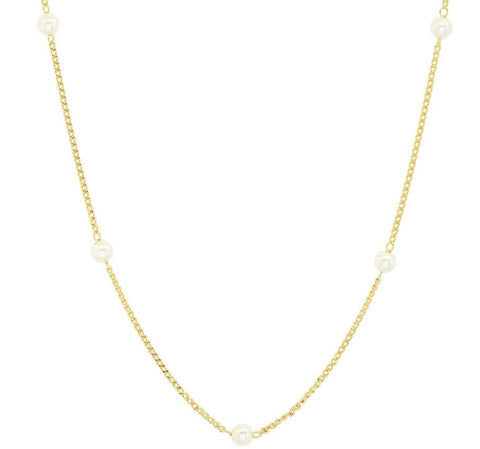 Delicate Pearl Station Necklace