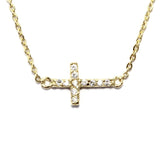 Accented Side Cross Necklace (More Metals)