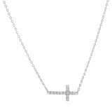 Accented Side Cross Necklace (More Metals)
