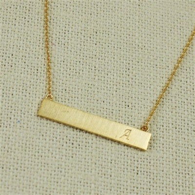 Brass Bar Initial Necklace