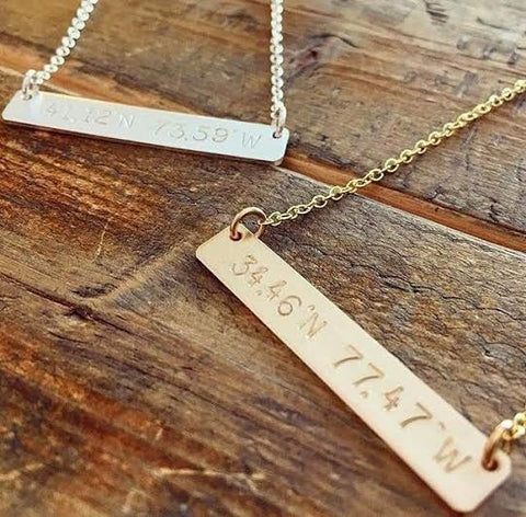 Latitude Longitude Bar Necklace