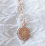 Small 14kt Gold Disc Necklace with Diamond Bezel