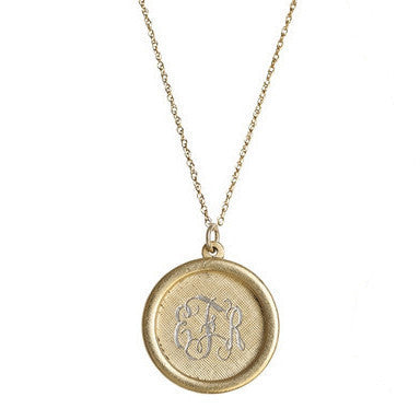 Personalized Monogram Charm Necklace Initial Circle Disc 
