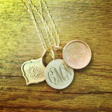 14kt Gold Framed Monogram Disc Necklace