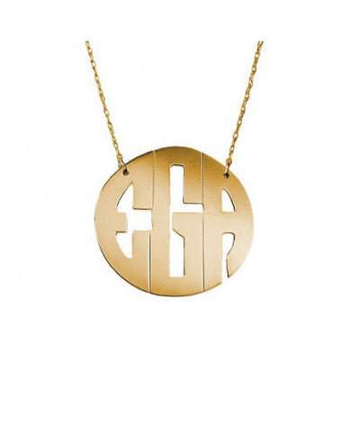 Hand Cut Block Font Monogram Necklace