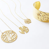 Hand Cut Block Font Monogram Necklace