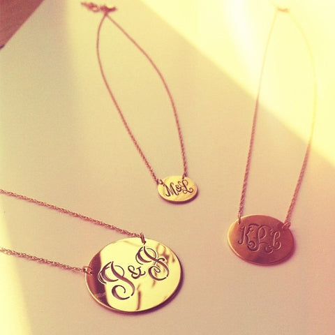 Pierced Monogram Disc Necklace