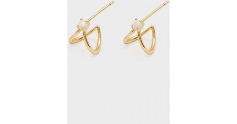 Opalite Solitaire Double Huggies