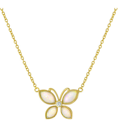 Opal Butterfly Necklace