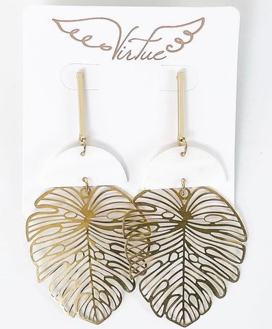 Mother of Pearl Leaf Earrings