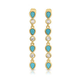 Teardrop Tennis Drop Earrings - Turquoise