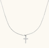 Silver Crystal Cross Necklace