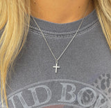 Silver Crystal Cross Necklace