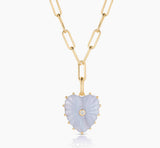 Malene Blue Lace Heart Clip Necklace