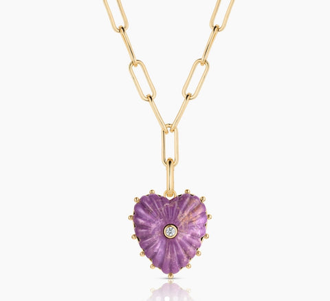 Malene Purple Mica Heart Clip Necklace