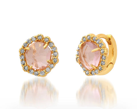 Blush Halo Huggie Earrings