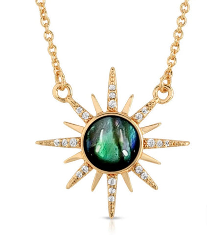Abalone Gemstone Starburst Necklace