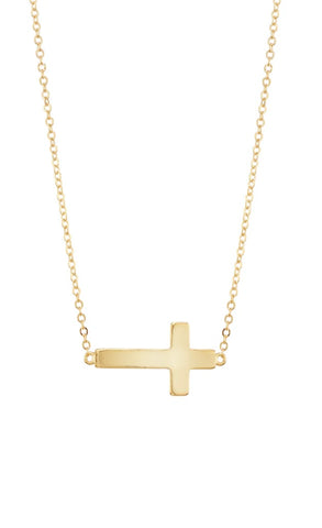 Flat Side Cross Necklace