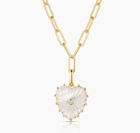 Malene Mother of Pearl Heart Clip Necklace