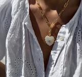 Malene Mother of Pearl Heart Clip Necklace