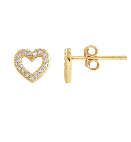 Pave Heart Outline Studs