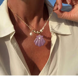 Marea Soiree Purple Mica Shell Necklace