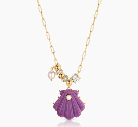 Marea Soiree Purple Mica Shell Necklace