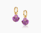 Coquille Purple Mica Shell Hoop Earrings