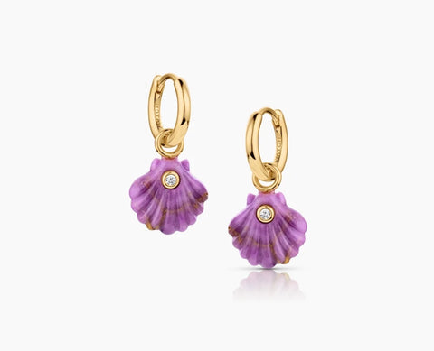Coquille Purple Mica Shell Hoop Earrings