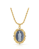 French Blue Cameo Mary Necklace