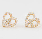 Pave Peace Heart Studs