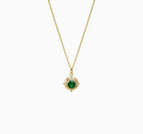 Emerald Halo Pendant Necklace