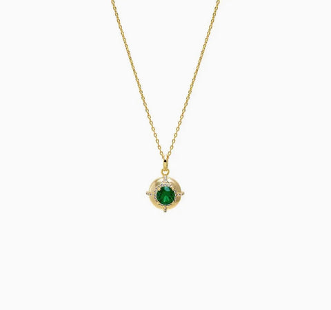Emerald Halo Pendant Necklace