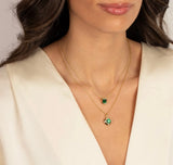 Emerald Halo Pendant Necklace