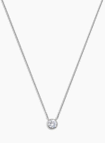 Tiny Bevel Set Solitaire Necklace - BEST SELLER