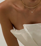 Tiny Bevel Set Solitaire Necklace - BEST SELLER