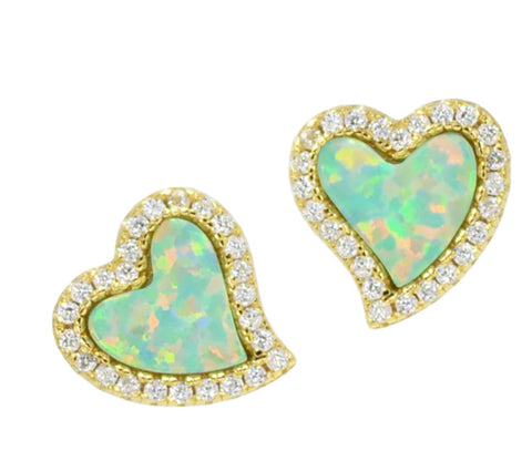 Opal Heart Studs