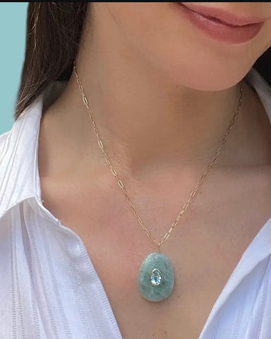 Aquamarine and Blue Topaz Pear Necklace