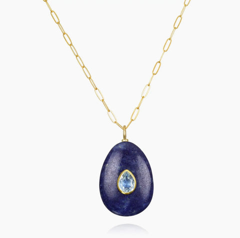 Lapis and Blue Topaz Pear Necklace