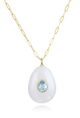 Moonstone and Blue Topaz Pear Necklace