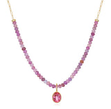Beaded Ruby + Pink Topaz Necklace