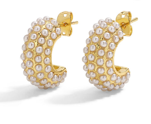 Studded Pearl Hoops