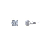 8mm CZ Solitaire Stud Set In Sterling Silver