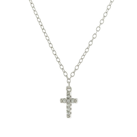 Tiny Pave Cross Necklace