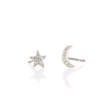 Pave Star Moon Studs