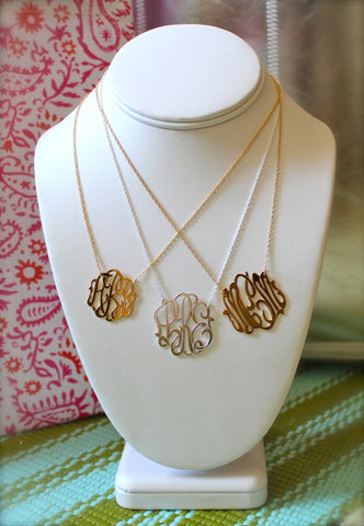 14k Gold Lacy Monogram Necklace