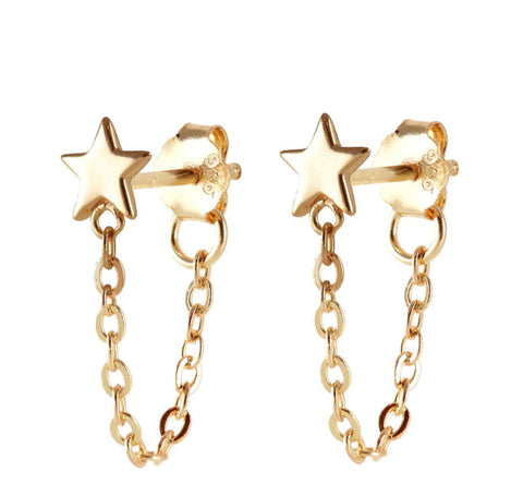 Star Chain Stud Earrings