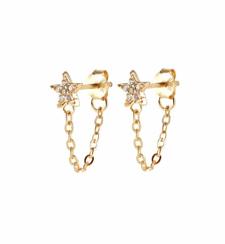 Crystal Star Chain Studs