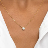 Tiny Bevel Set Solitaire Necklace - BEST SELLER