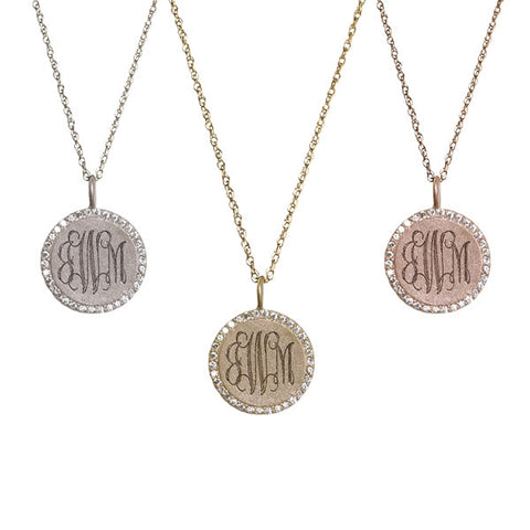 Small 14kt Gold Disc Necklace with Diamond Bezel